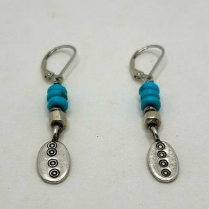 Turquoise Silver Drop Thai Earrings